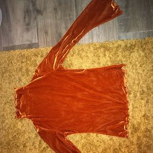 70s flare velvet orange top VINTAGE